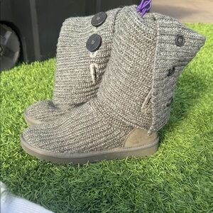 UGG Charcoal Knit Button Boots